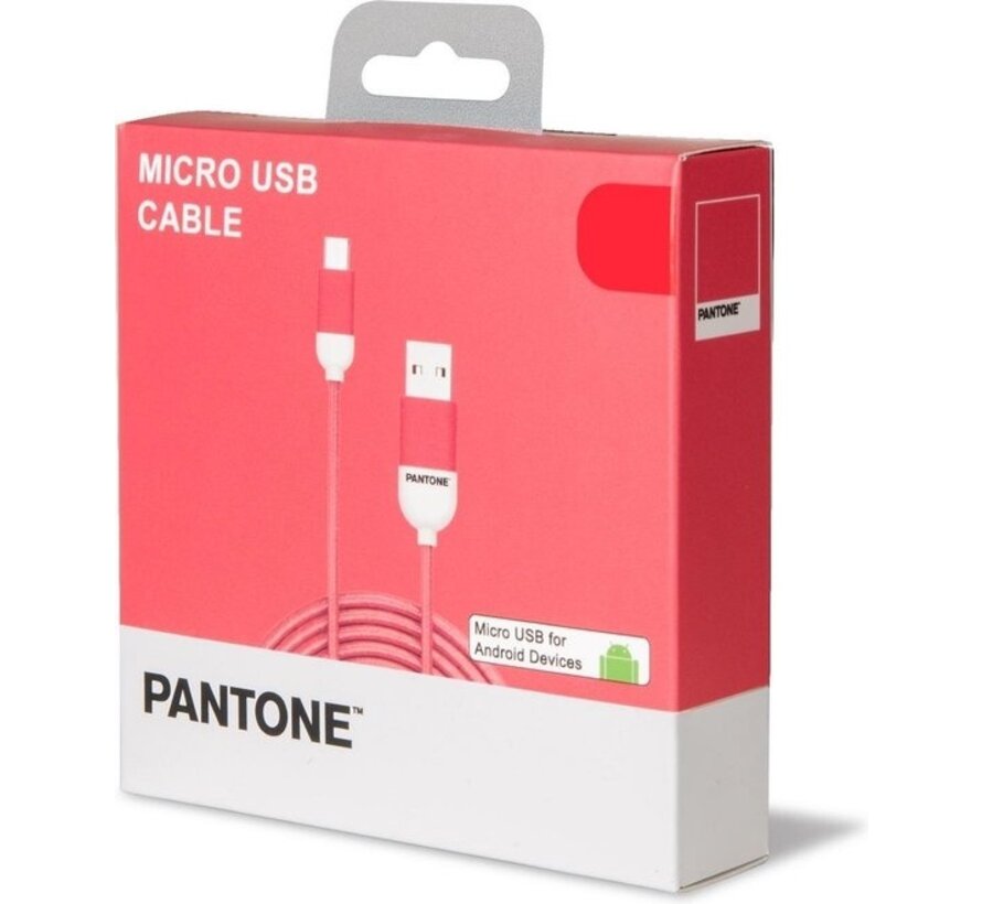 Câble Micro-USB, Rouge - Caoutchouc - Celly | Pantone