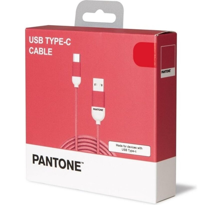 Câble USB Type-C, 1,5 mètre, rouge - Caoutchouc - Celly | Pantone