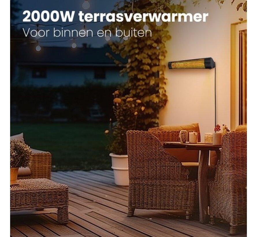 Chauffage de terrasse Auronic - Electrique - 2000W - IP55 - Noir