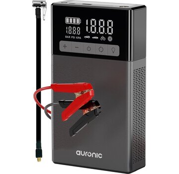 Auronic Auronic Jumpstarter - avec compresseur - 12V - 1500A - 16,000 mAh - Aide au démarrage 6-en-1 - Sac de rangement et accessoires inclus - Noir/Gris