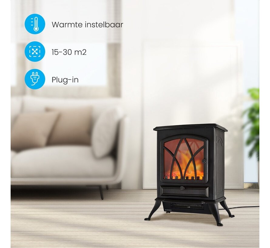 Auronic Electric Atmosphere Fireplace - LED Light - Freestanding - 1000/2000 W - Black