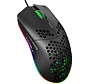 HXSJ J900 Souris de jeu optique - Ultra légère - Eclairage RGB - 6400 DPI - Noir