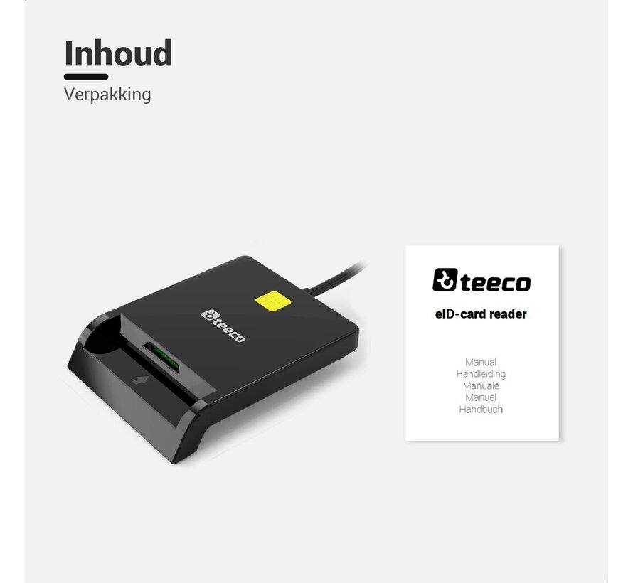 Teeco ID Card Reader - Lecteur de cartes d'identité Belgique - Lecteur de cartes d'identité - Lecteur de cartes d'identité - Lecteur de cartes eID/Memory/Sim - Windows/Mac/Linux - Belgique