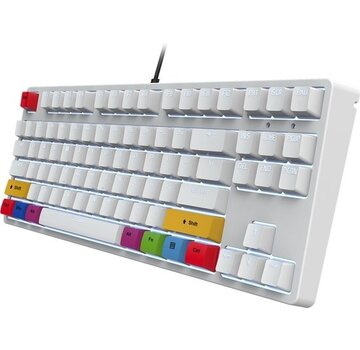 HxSJ HXSJ L600 clavier mécanique gaming filaire - DIY PBT Keycaps - TKL - QWERTY - 87 touches - Interrupteur rouge - Blanc