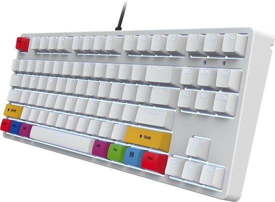 HXSJ L600 clavier mécanique gaming filaire - DIY PBT Keycaps - TKL - QWERTY - 87 touches - Interrupteur rouge - Blanc