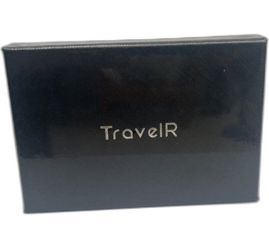 TravelR Card Holder with Leather - Card Holder - Wallet - Sliding Card Holder - Credit Card Holder - Men's Card Holder - Women's Card Holder - RFID Security - Aluminium - Leather - Black- Incl. Luxury Gift Box