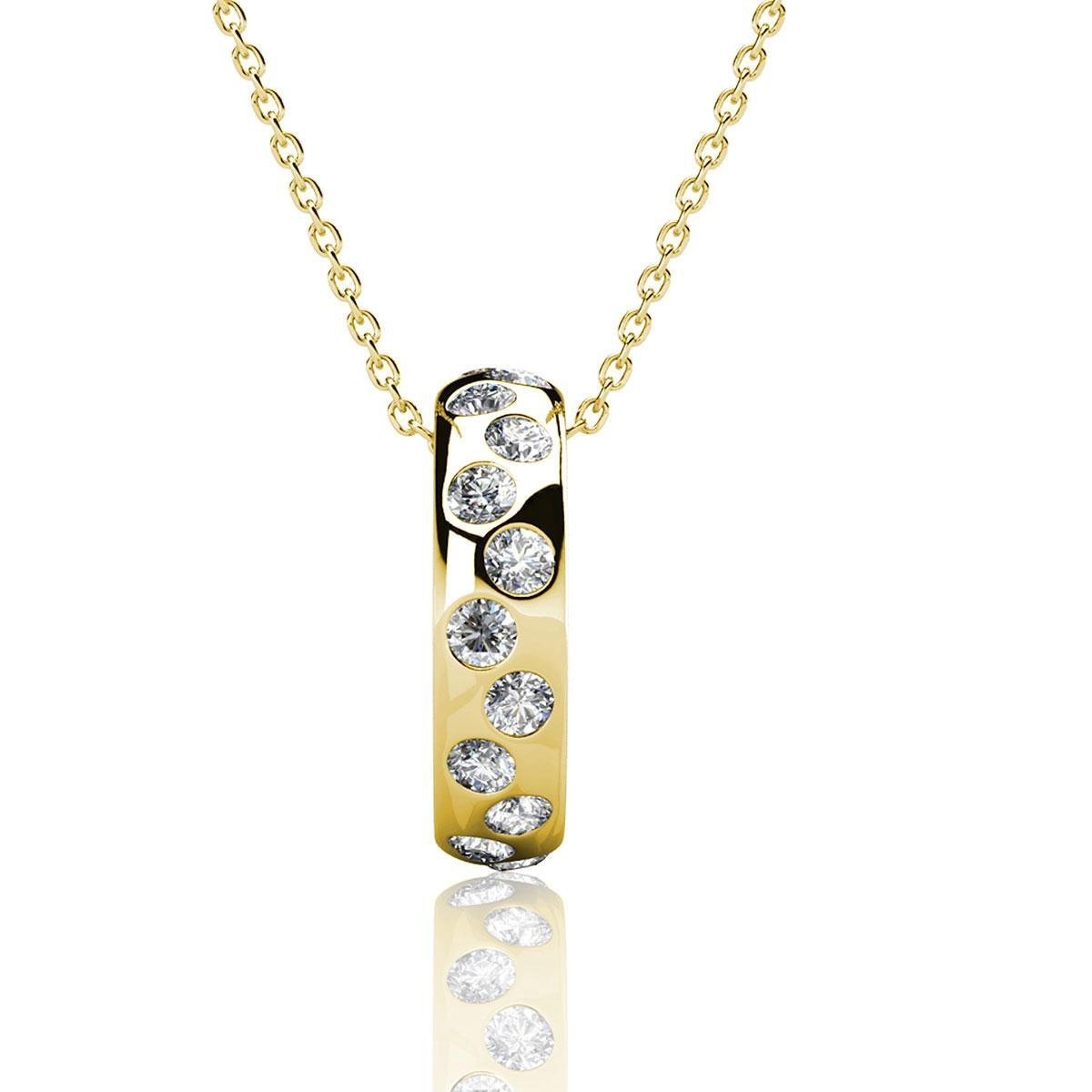 Collier femme avec pendentif rond - Yolora - Couleur or