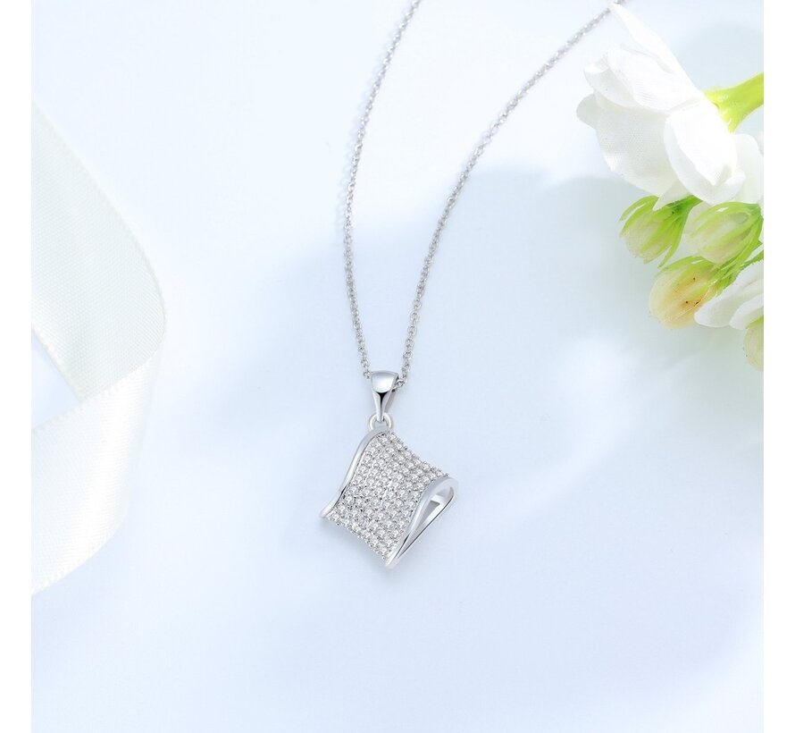 Collier avec pendentif et cristaux - Yolora - Argent