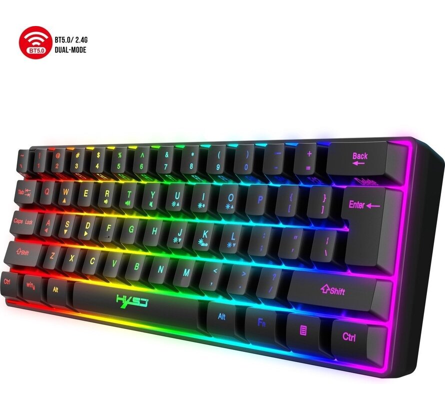 HXSJ L500 RGB Membrane Wireless gaming keyboard - Dual mode (Bluetooth / 2.4G) - 61keys - Qwerty