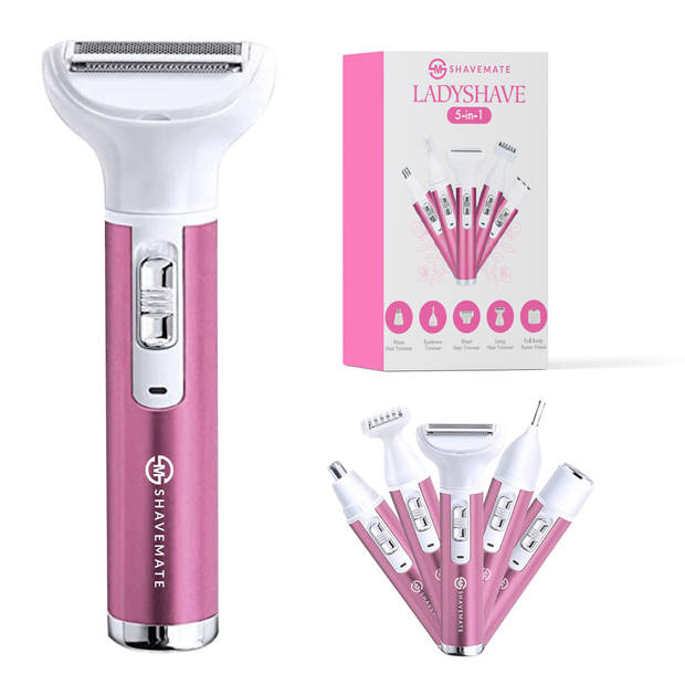 Rasoir MM Brands 5 in 1 Rasoir pour femmes - Tondeuse Femme - Épilateur - Rose