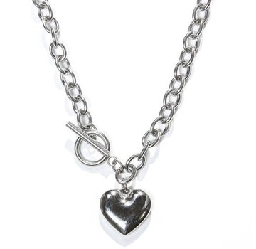 Laura Ferini Collier pour Femme en Argent - Chaîne à maillons en argent avec coeur - Laura Ferini