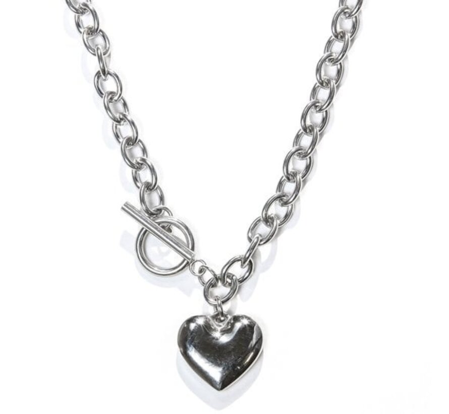 Collier pour Femme en Argent - Chaîne à maillons en argent avec coeur - Laura Ferini