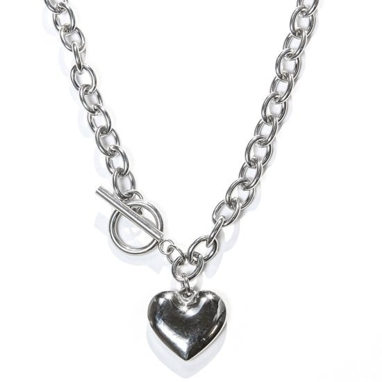 Collier pour Femme en Argent - Chaîne à maillons en argent avec coeur - Laura Ferini