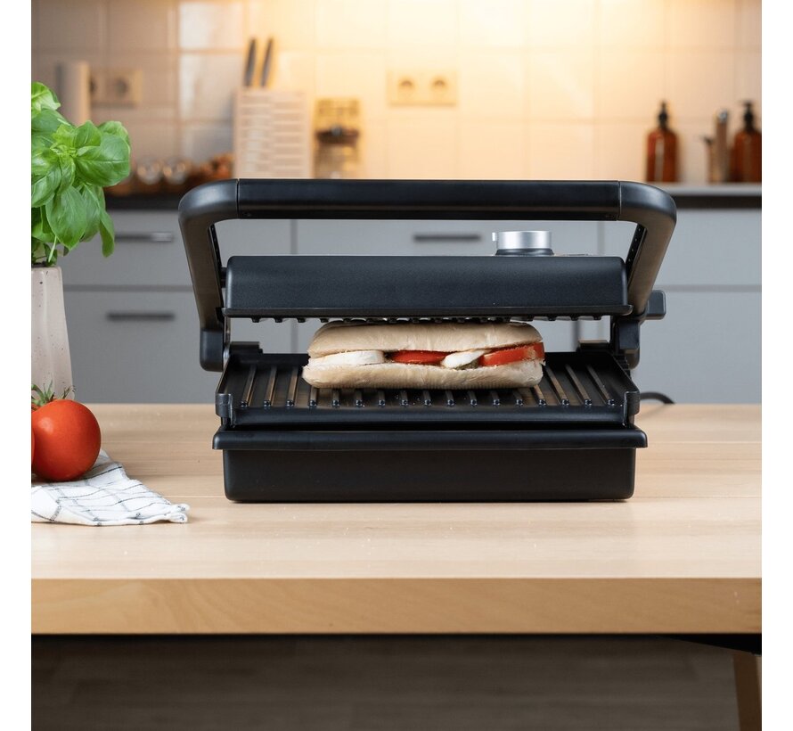 Safecourt Kitchen - Sandwich maker - Contact grill - Appareil à griller - Température réglable - Noir/RSV