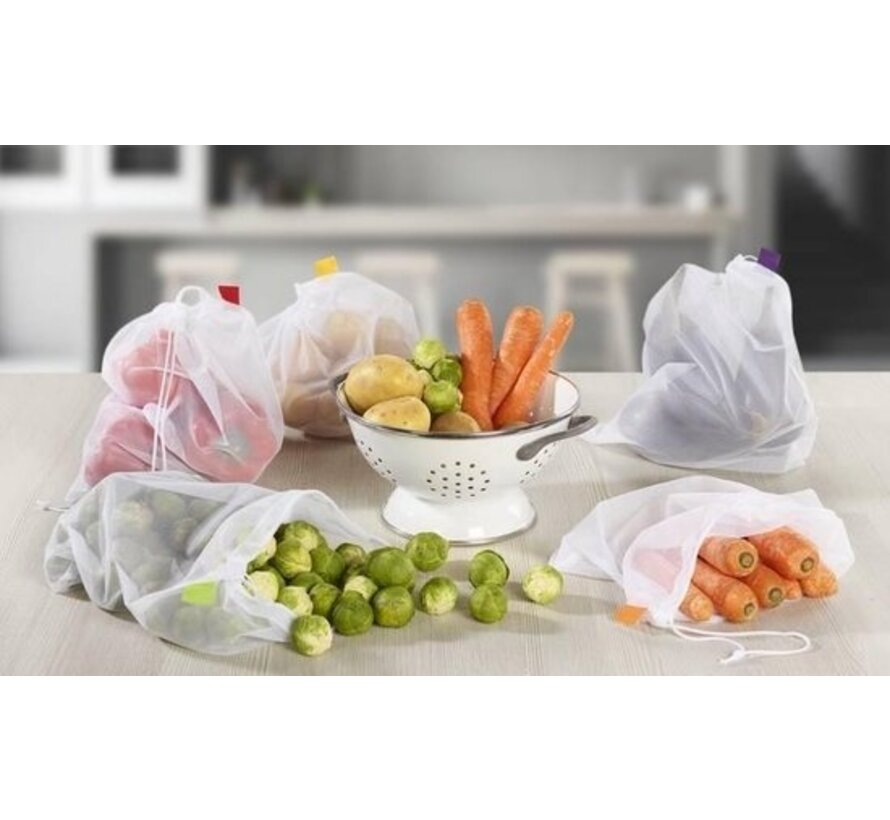 Filets pour fruits et légumes avec sac de rangement 6 pièces