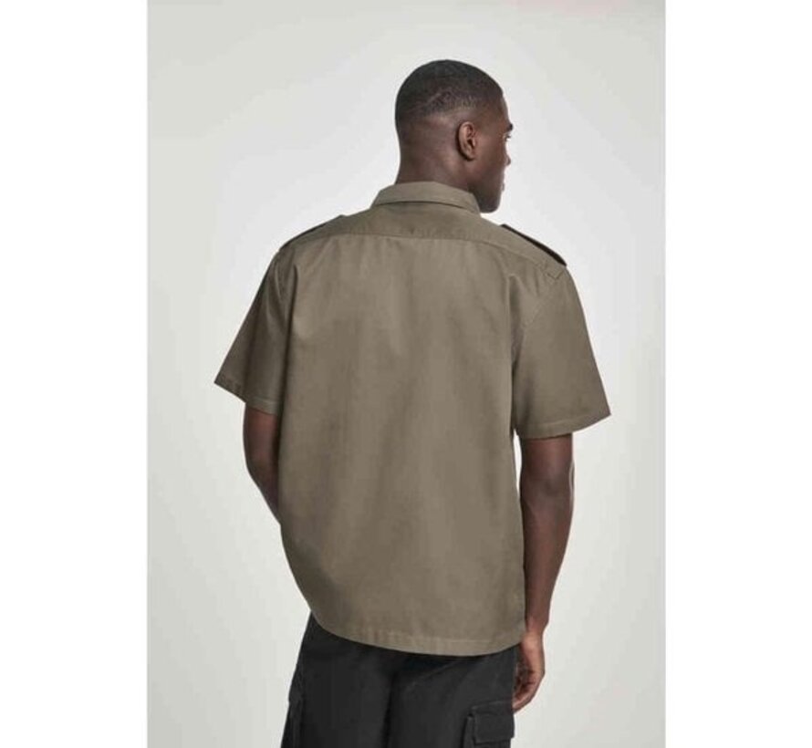 Chemise US, demi-manche, couleur olive, taille L