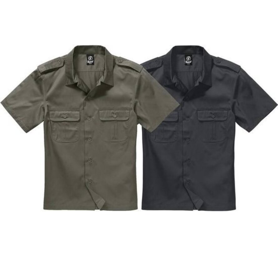 Chemise US, demi-manche, couleur olive, taille L