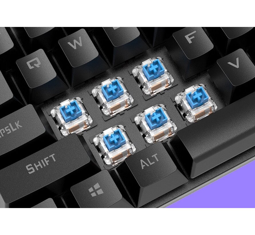 XUNFOX K80 RGB clavier de jeu mécanique 87 touches TKL - clavier de jeu Windows/Mac - interrupteur bleu - Clavier mécanique - QWERTY - claviers de jeu anti-ghosting - Noir/Gris