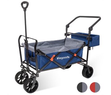 LifeGoods Chariot pliable LifeGoods - 103L - 120kg - 98x45cm - Bleu/gris