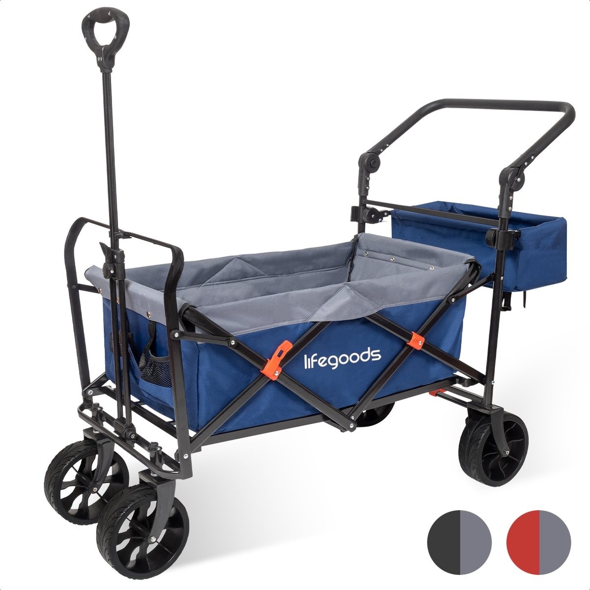 Chariot pliable LifeGoods - 103L - 120kg - 98x45cm - Bleu/gris