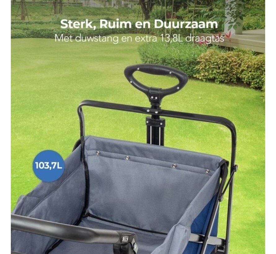 Chariot pliable LifeGoods - 103L - 120kg - 98x45cm - Bleu/gris