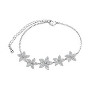 Yolora Bracelet de fleurs pour femmes Yolora avec cristaux Kalpa Camaka - Argent - Plaqué or blanc 18K - Emballage cadeau