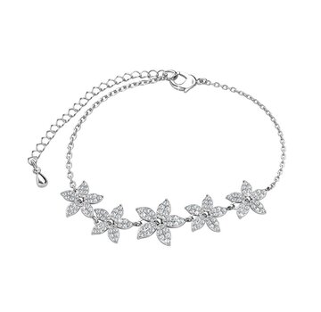 Yolora Bracelet de fleurs pour femmes Yolora avec cristaux Kalpa Camaka - Argent - Plaqué or blanc 18K - Emballage cadeau