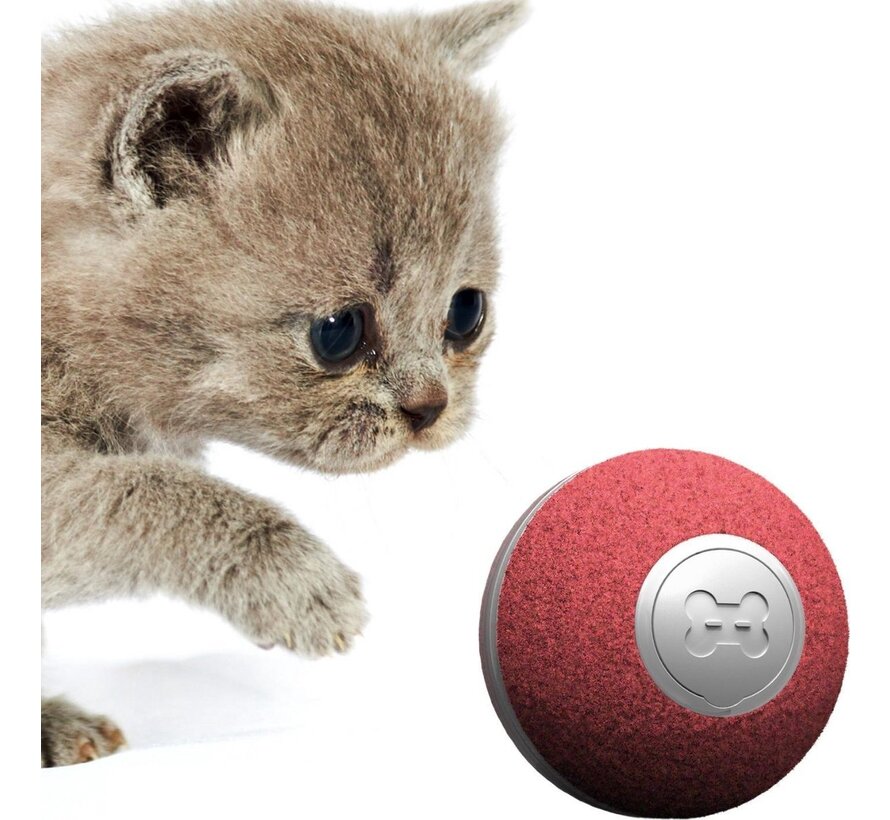 Cheerble mini ball 2.0 - Balle interactive intelligente à roulement automatique pour chats - 3 modes de jeu - jouets pour chats - rechargeable par USB - Rouge