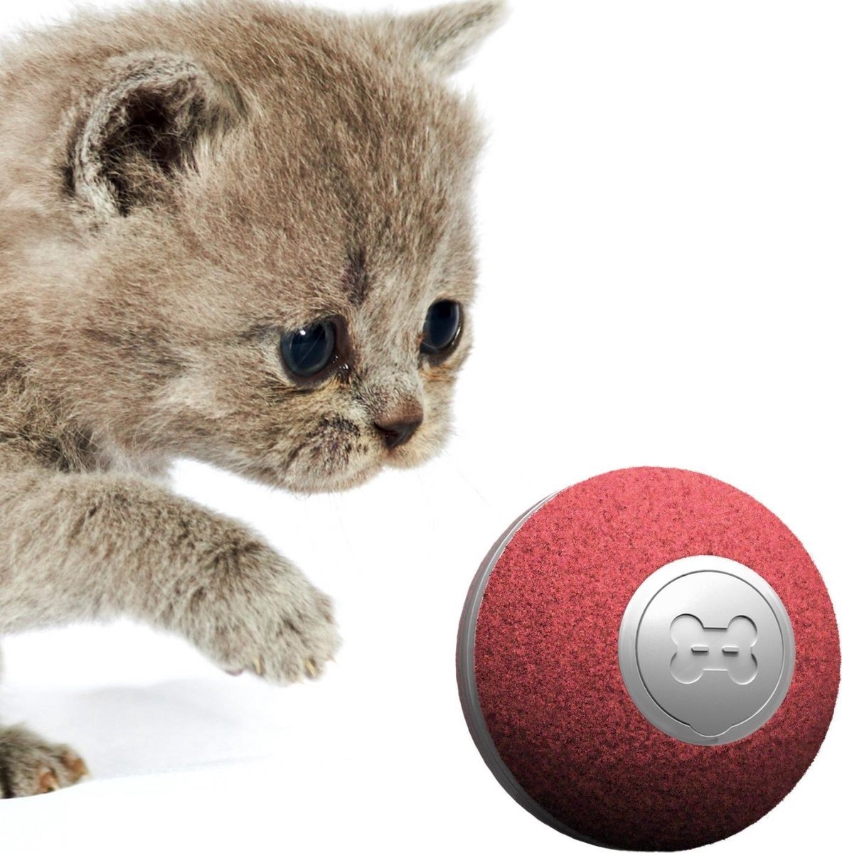 Balle interactive intelligente à roulement automatique pour chats - Cheerble - Mini ball 2.0 - 3 modes de jeu - jouets pour chats - rechargeable par USB - Rouge