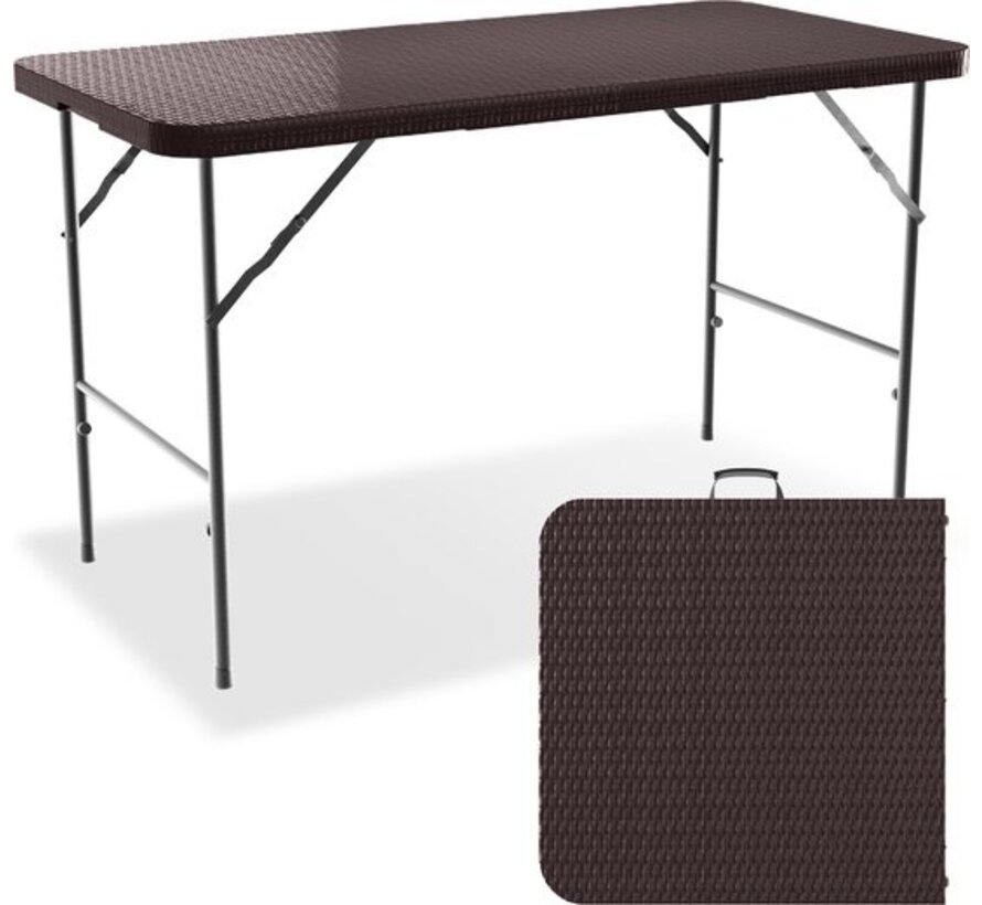 LifeGoods Table pliante - Table pliante - 120 cm - Table pliante ajustable - Table de camping - 4 personnes - Marron