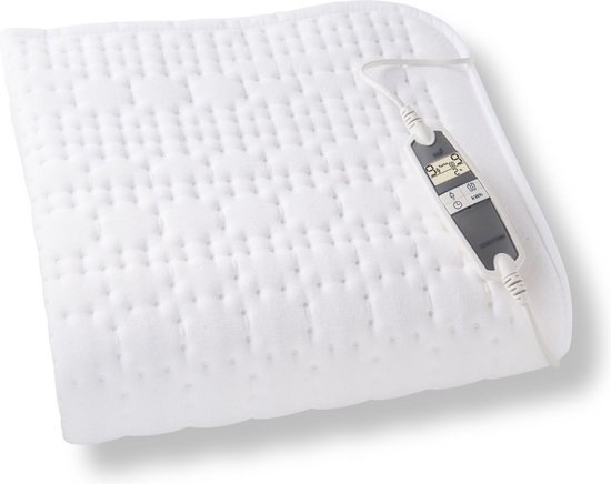 Inventum HN197V - Sous-couverture électrique - Zone séparée pour les pieds - 1 personne - 160x80 cm - Antiallergique - Antibactérien - Polaire - Blanc