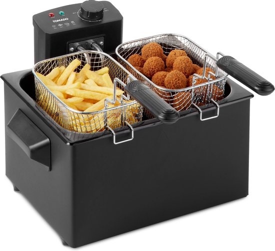 Tomado TDF5001B - Friteuse - 5 litres - Friteuse zone froide - 1 grand et 2 petits paniers - Noir