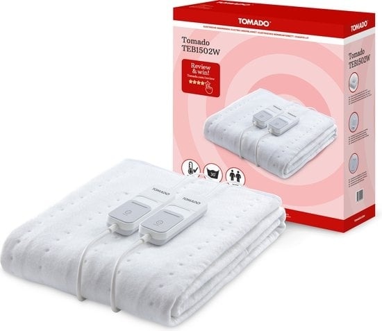Tomado TEB1502W - Sous-couverture électrique - 2 personnes - 160 x 140 cm - 2 interrupteurs - Blanc