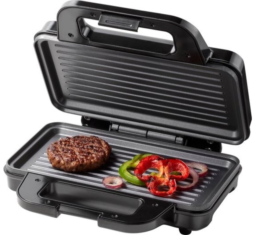 Tomado TGP2001S - Fer à sandwich XXL - Gril à panini - Appareil à griller - Revêtement antiadhésif - 900 watts - Noir/inox