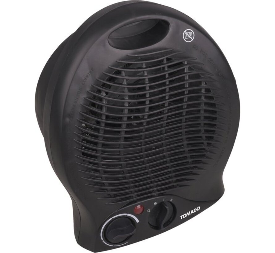 Tomado THF2001B - Radiateur soufflant - Jusqu'à 24m² - 2 niveaux de chaleur 1 niveau de ventilation - Autostable - Noir