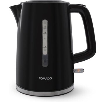 Tomado Tomado TWK1701B - Bouilloire en plastique - 1,7 litre - Indicateur de niveau d'eau - Filtre anticalcaire amovible - 2200 watts - Noir