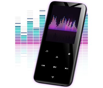 Nuvance Nuvance - Lecteur MP3 Bluetooth - Mémoire interne 16GB - Support jusqu'à 128GB - Enregistreur vocal numérique - avec radio FM - Noir