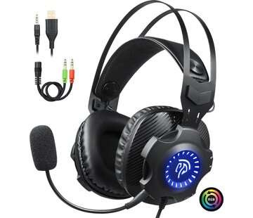 EasySMX EasySMX VIP-003S Casque de jeu stéréo supra-auriculaire avec microphone et éclairage LED RVB, noir