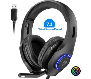 EasySMX EasySMX VIP-002D Casque de jeu supra-auriculaire avec microphone et éclairage LED RVB, son surround 7.1, noir