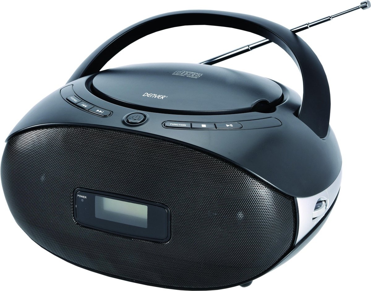Denver TC-29 / Boombox portable / Fonction CD & Radio FM / Connexion AUX / Noir