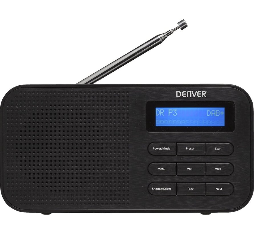 Radio Denver FM DAB+ - Radio de cuisine - Radio portable - Fonctionne sur batterie ou sur secteur - Ecran LCD - DAB42 - Noir