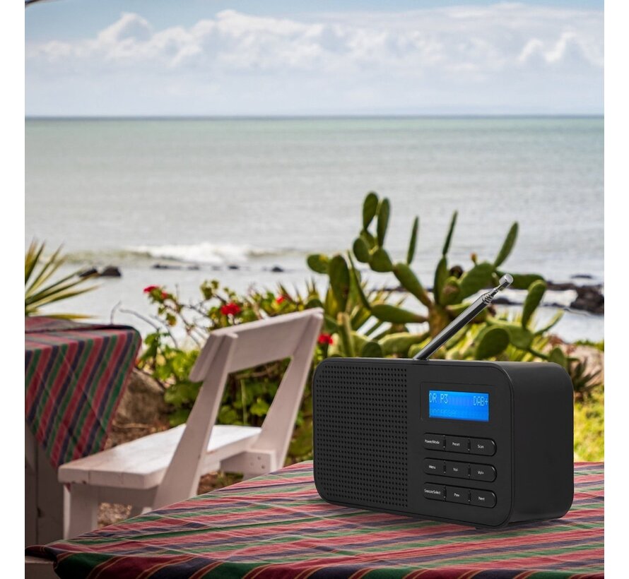 Radio Denver FM DAB+ - Radio de cuisine - Radio portable - Fonctionne sur batterie ou sur secteur - Ecran LCD - DAB42 - Noir