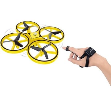 Denver Denver Mini Drone pour enfants et adultes - portée 30m - commande manuelle - lumière LED - DRO170 - noir/jaune