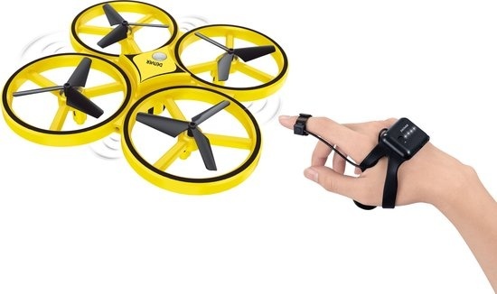 Denver Mini Drone pour enfants et adultes - portée 30m - commande manuelle - lumière LED - DRO170 - noir/jaune