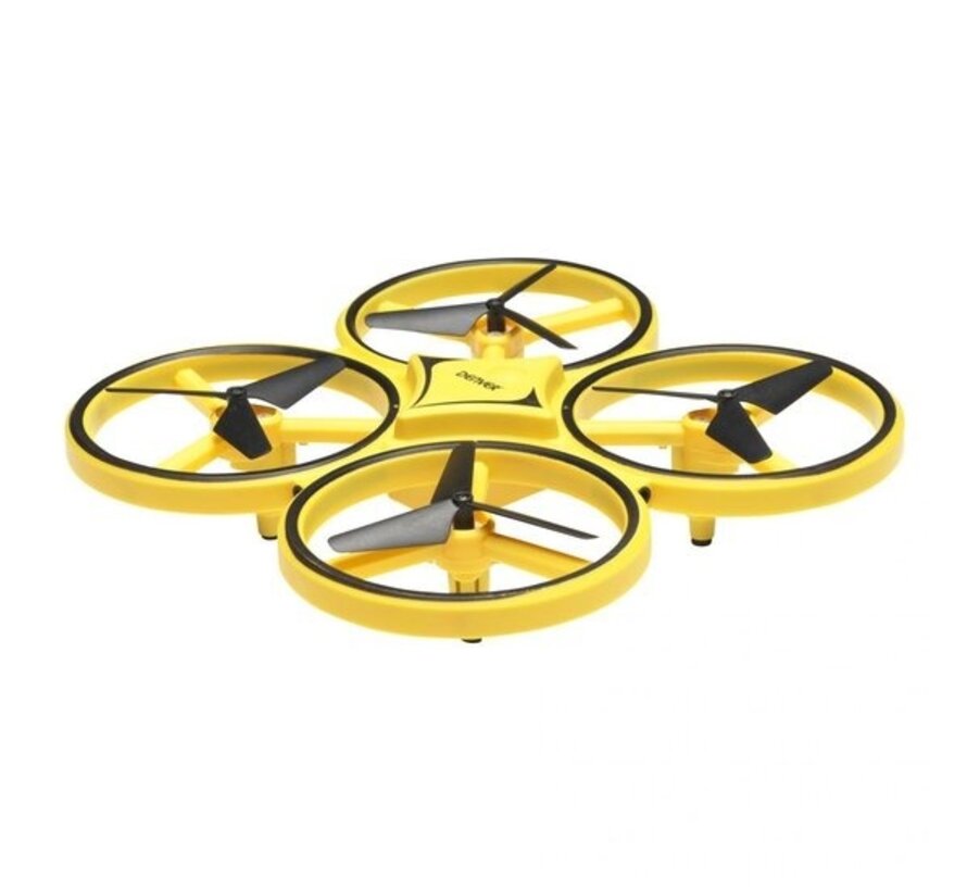 Denver Mini Drone pour enfants et adultes - portée 30m - commande manuelle - lumière LED - DRO170 - noir/jaune