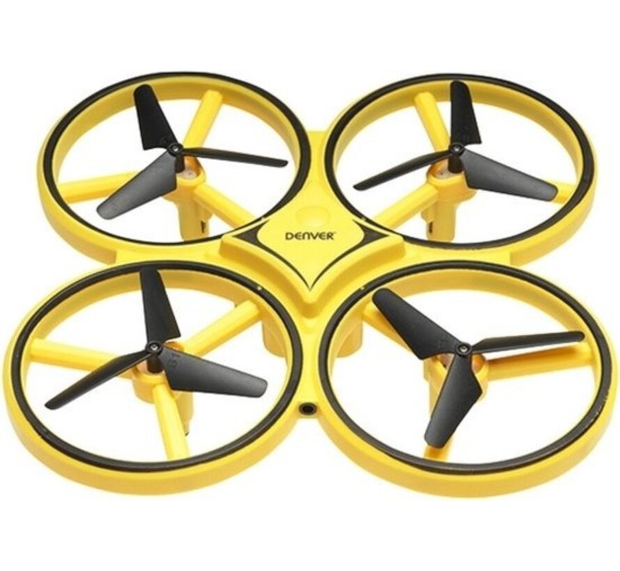 Denver Mini Drone pour enfants et adultes - portée 30m - commande manuelle - lumière LED - DRO170 - noir/jaune