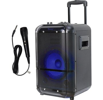 Denver Denver Karaoke Set Incl. Microphone - Disco Lights - 200W - Partybox Bluetooth Speaker - 8 inch - AUX / USB / MicroSD / FM Radio - TSP-306 - Noir