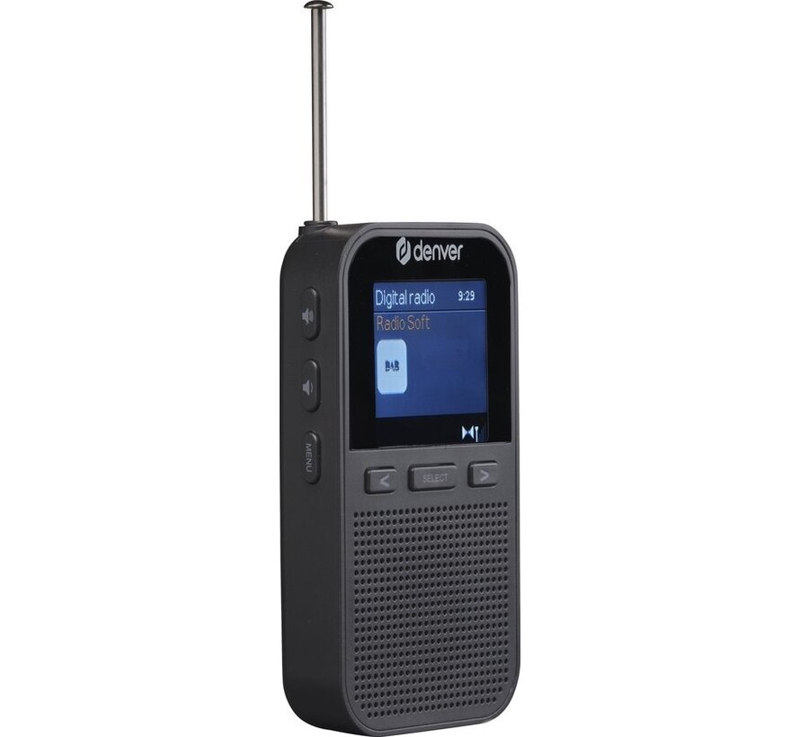 Denver DAB Radio - Radio portable - Batteries & AC - 60 présélections - Réveil de voyage - DAH126 - Noir