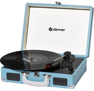 Denver Denver Record Player - Haut-parleurs intégrés - Logiciel PC inclus - Auto-stop - Rétro - VPL120 - Bleu