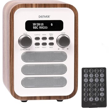 Denver Radio - Denver DAB - Radio rétro - DAB+/ FM Radio - Bluetooth - Ecran LCD - DAB48 - Blanc